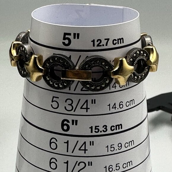 Cenere Watch Women Gunmetal Gold Two Tone Mother of Pearl Dial New Battery 5.75\